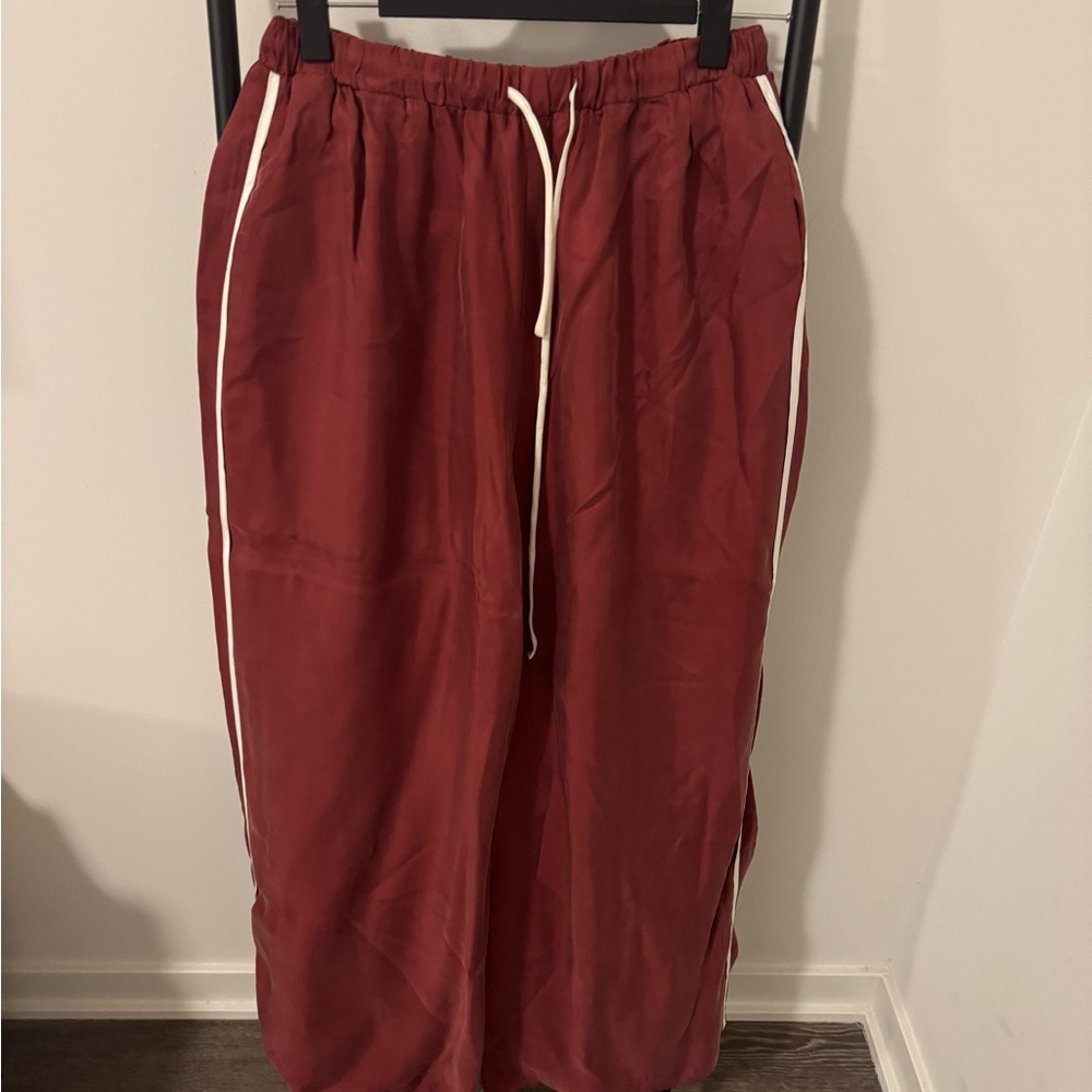 Vrg Grl Red Track Pants with White Stripes